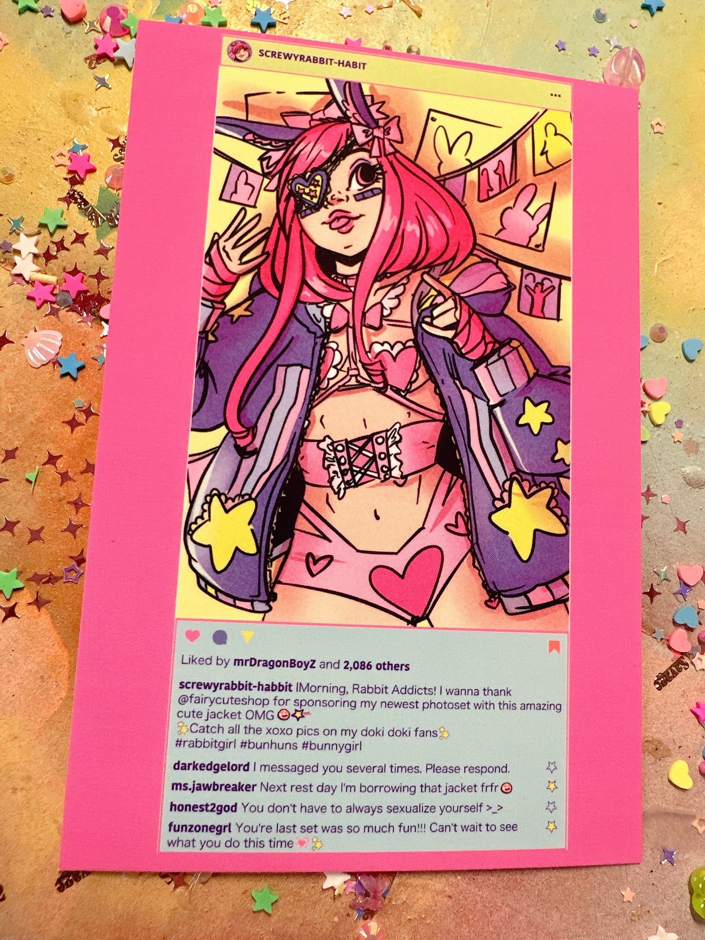 The Rabbit Influencer Postcard Print