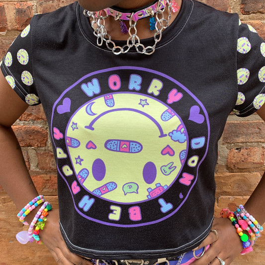 Worry, Don't Be Happy Crop Tee