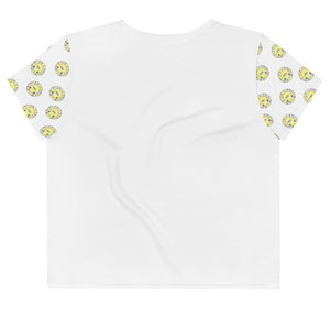 Worry, Don't Be Happy Crop Tee (White)
